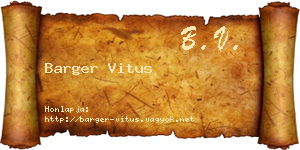 Barger Vitus névjegykártya